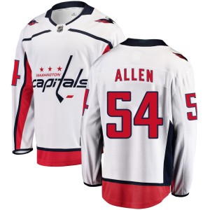 Washington Capitals Cam Allen Official White Fanatics Branded Breakaway Youth Away NHL Hockey Jersey