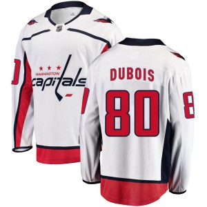 Washington Capitals Pierre-Luc Dubois Official White Fanatics Branded Breakaway Youth Away NHL Hockey Jersey