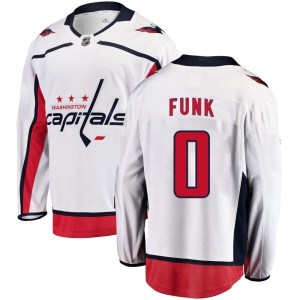 Washington Capitals Zac Funk Official White Fanatics Branded Breakaway Youth Away NHL Hockey Jersey