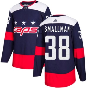 Washington Capitals Spencer Smallman Official Navy Blue Adidas Authentic Youth 2018 Stadium Series NHL Hockey Jersey