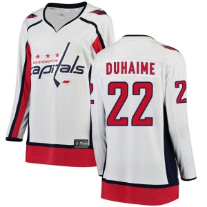 Washington Capitals Brandon Duhaime Official White Fanatics Branded Breakaway Women's Away NHL Hockey Jersey