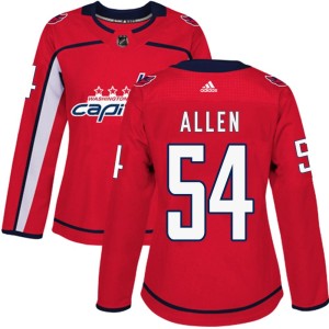 Washington Capitals Cam Allen Official Red Adidas Authentic Women's Home NHL Hockey Jersey