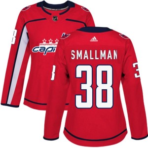 Washington Capitals Spencer Smallman Official Red Adidas Authentic Women's Home NHL Hockey Jersey