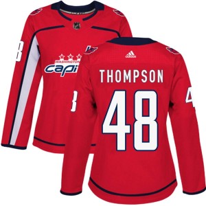 Washington Capitals Logan Thompson Official Red Adidas Authentic Women's Home NHL Hockey Jersey