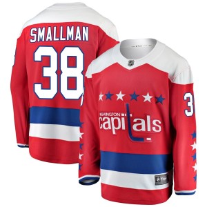 Washington Capitals Spencer Smallman Official Red Fanatics Branded Breakaway Adult Alternate NHL Hockey Jersey