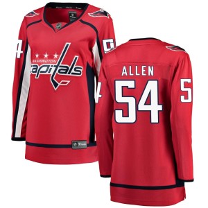 Washington Capitals Cam Allen Official Red Fanatics Branded Breakaway Women's Home NHL Hockey Jersey