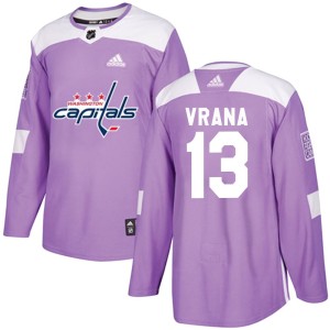 Washington Capitals Jakub Vrana Official Purple Adidas Authentic Adult Fights Cancer Practice NHL Hockey Jersey