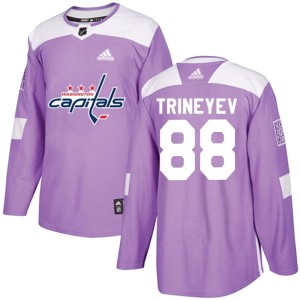 Washington Capitals Bogdan Trineyev Official Purple Adidas Authentic Youth Fights Cancer Practice NHL Hockey Jersey