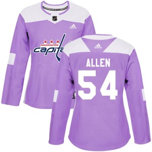 Washington Capitals Cam Allen Official Purple Adidas Authentic Women's Fights Cancer Practice NHL Hockey Jersey