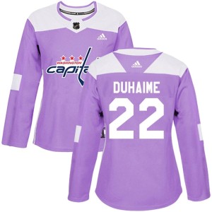 Washington Capitals Brandon Duhaime Official Purple Adidas Authentic Women's Fights Cancer Practice NHL Hockey Jersey