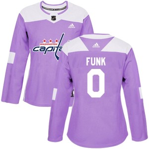 Washington Capitals Zac Funk Official Purple Adidas Authentic Women's Fights Cancer Practice NHL Hockey Jersey