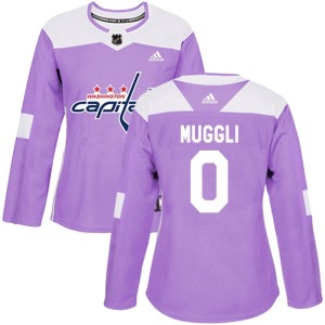 Washington Capitals Leon Muggli Official Purple Adidas Authentic Women's Fights Cancer Practice NHL Hockey Jersey