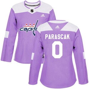 Washington Capitals Terik Parascak Official Purple Adidas Authentic Women's Fights Cancer Practice NHL Hockey Jersey