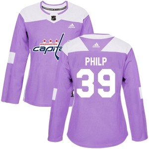 Washington Capitals Luke Philp Official Purple Adidas Authentic Women's Fights Cancer Practice NHL Hockey Jersey