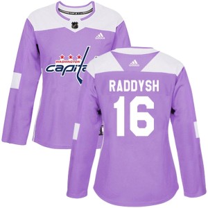 Washington Capitals Taylor Raddysh Official Purple Adidas Authentic Women's Fights Cancer Practice NHL Hockey Jersey