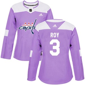 Washington Capitals Matt Roy Official Purple Adidas Authentic Women's Fights Cancer Practice NHL Hockey Jersey