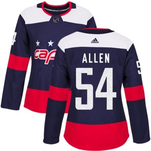 Washington Capitals Cam Allen Official Navy Blue Adidas Authentic Women's 2018 Stadium Series NHL Hockey Jersey