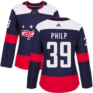 Washington Capitals Luke Philp Official Navy Blue Adidas Authentic Women's 2018 Stadium Series NHL Hockey Jersey