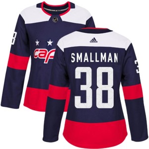 Washington Capitals Spencer Smallman Official Navy Blue Adidas Authentic Women's 2018 Stadium Series NHL Hockey Jersey