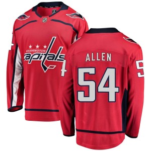 Washington Capitals Cam Allen Official Red Fanatics Branded Breakaway Adult Home NHL Hockey Jersey