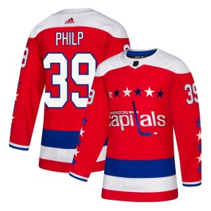 Washington Capitals Luke Philp Official Red Adidas Authentic Youth Alternate NHL Hockey Jersey