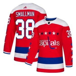 Washington Capitals Spencer Smallman Official Red Adidas Authentic Youth Alternate NHL Hockey Jersey