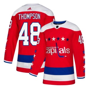 Washington Capitals Logan Thompson Official Red Adidas Authentic Youth Alternate NHL Hockey Jersey